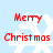 Red pixelated text 'Merry Christmas' overlaid on white snowflake icons against a light blue background.