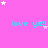 A pink background with repeated cyan text 'love ya!!' and scattered white stars, partially obscured by a gray rectangle.