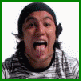 Six distinct facial expressions in a , each showing exaggerated mouth movements and varied clothing styles against different backgrounds