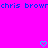 Bright pink background with blue pixelated text reading 'chris browr' repeated twice and two cyan heart icons at the bottom.
