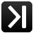 Black square icon with rounded corners containing a white right-pointing chevron and vertical bar on a dark gray background.