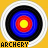 Six identical archery target icons arranged in a 3x2 contact sheet with yellow background and pixelated text labels below each icon.