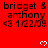 Red background with repeated black text 'bridget & anthony <3 1/22/09' and white pixelated hearts appearing in