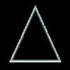 A sequence of six triangular frames showing a prism refracting light into a rainbow spectrum against black background.