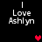Black background with white text "I Love Ashlyn" and a red heart icon that changes color