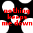 Red text on black background with white circular shapes, displaying 'nothing keeps me down' in pixelated font.
