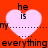 Red background with four light pink hearts arranged in a , each containing text above and below the heart shape