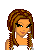 Pixel art of a woman with braided hair and a man's torso, paired with text about taking risks.