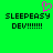 Green background with black pixelated text 'SLEEPEASY DEV!!!!!!' and a pink heart symbol above the left instance of the text.