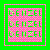 Static square icon with green border, pink checkered background, and three rows of pixelated 'DENZEL' text in bright green.