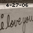 Pixelated static image with date text at top and handwritten-style phrase below on gray background.