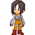 Animated contact sheet of a pixel-art character in overalls with subtle facial and pose variations across frames.