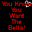 Red pixelated text on black background with a white heart symbol replacing the 'o' in 'Know' at top center.