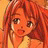 A 48x48 pixel animated buddy icon featuring a cartoon character with long red hair and yellow clothing on the left, paired with "Anime IM" text in white pixelated font on black background on the right.
