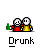 Animated contact sheet of 9 pixel art frames showing two stick figures with green thumbs-up gestures, each labeled "Drunk" below and some with speech bubbles above.