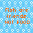 Blue background with white circular patterns and orange text reading "Fish are friends. HOT FOOD" repeated four times in a