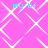 A static image with a bright pink background featuring white geometric patterns and cyan text reading "my bf" repeated four times.