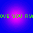 A static digital image with four identical quadrants featuring a blue background, pink circular gradients, and green pixelated text reading "LOVE YOU RY".