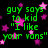 Green pixelated text on black background with pink stars, displaying dialogue about Vans shoes and 3-in-letters.