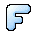Two pixelated light blue F-shaped icons with black outlines on a gray background, differing in internal shading and contour details.