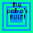Four identical pixelated squares with blue and green borders display the text "the palko's RULE!" in dark blue letters.