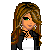 A contact sheet of 10 animated frames showing a pixel-art female character with long brown hair, black jacket, white shirt, and dark pants in various poses and expressions.