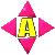 Animated contact sheet of a yellow letter A surrounded by pink triangles in six distinct configurations on gray background.