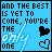 Pixelated blue background with black text reading "AND THE BEST IS YET TO COME, YOU'RE THE ONLY ONE" and two heart symbols in different positions.