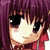 Pixelated anime-style character with purple hair and red clothing, showing subtle facial expression changes across frames.