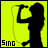 Animated sequence of black silhouettes on bright yellow background showing two figures holding a jump rope, with text "SING" and small heart symbols appearing in some frames.