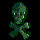 pixelated skull-and-crossbones icons in varying green and white tones on a black background