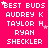 A static image with a bright pink background displays repeated text in white pixelated font, including "BEST BUDS" at the top and names below.