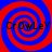 Four identical spiral patterns in red and blue with the text 'CrOwLeY' overlaid on each, arranged in a on a solid blue background