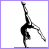 Animated contact sheet of a gymnastics-themed buddy icon showing sequential text animation and pose changes in a grid layout.