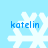 Four white snowflake icons with blue text 'katelin' on a light blue background, each in distinct pixelated forms.