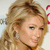 Pixelated close-up of a person with light brown hair styled in a high ponytail, wearing a dark choker necklace and small earrings, with red decorative elements on the right side.
