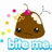 Pixelated brown character with cherry on top, white accents, and blue text below against a light background.