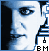 Four pixelated display a person's face with blue-toned skin and dark background, each showing slight variations in facial expression