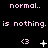 Pixelated text and symbols on a black background with pink and white elements, showing repeated phrases and changing icons.