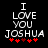 Pixelated text reads "I LOVE YOU JOSHUA" with red heart symbols below, displayed on a black background.