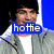 A person in a gray jacket over white shirt appears with blue text overlays reading 'hotie', 'tamotie', 'with da', 'singer's', and 'body' across six