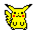 Four pixelated yellow Pokémon icons with red cheeks and black-tipped ears arranged in a on gray background, each showing distinct facial expressions