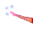 Pixel art of a ballet dancer in red dress with blonde hair, surrounded by blue snowflakes and repeated 'Ballet' text on white background.