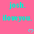 A static image with a bright pink background displays repeated cyan text and heart symbols in a pattern