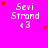 A bright pink background displays repeated text "Sevi Strand <3" with red and light pink stars scattered around, some of which change position across frames.