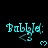 Cyan 'Pablyd:' text with a heart symbol appears in multiple positions on a black background, with a gray rectangle partially visible in the lower right.