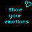 Pixelated cyan text and heart symbol on black background, with identical text blocks on left and right sides.