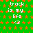 Green background with orange star pattern, white text 'track is my life <3' repeated in , gray rectangle in bottom-right corner