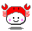 Four pixel-art crab mascot frames arranged in a 2x2 contact sheet with subtle pose and expression variations.