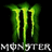 Green stylized 'M' logo with dripping effect above pixelated text reading 'MONSTER MONSTER', right side shows 'eh?' in white pixels over the same background.